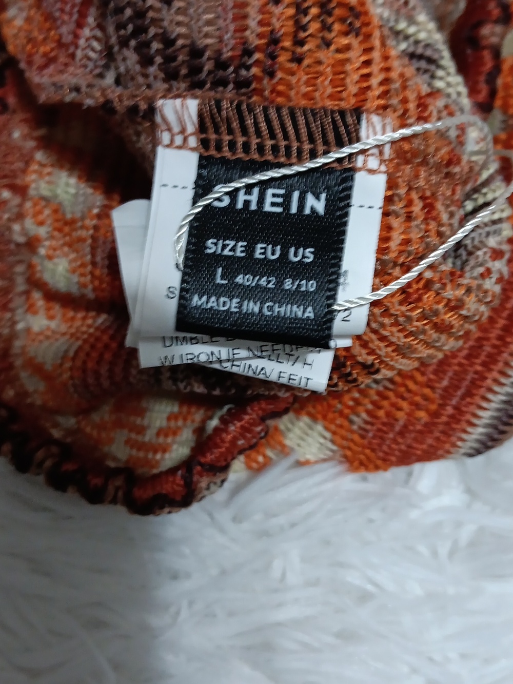 SHEIN Orange Patterned Knit Drawstring Shorts - Picture 4 of 4